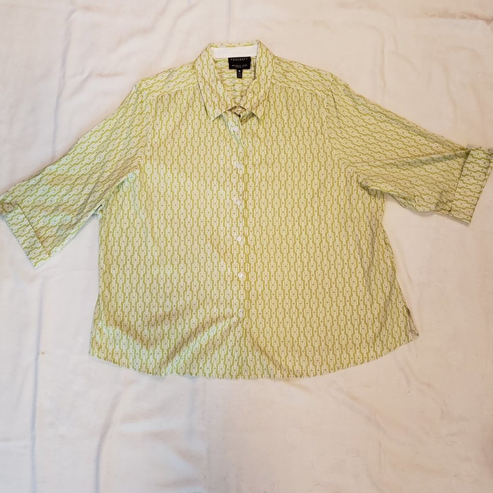 Foxcroft Chartreuse Non-Wrinkle Collared Shirt 22W
